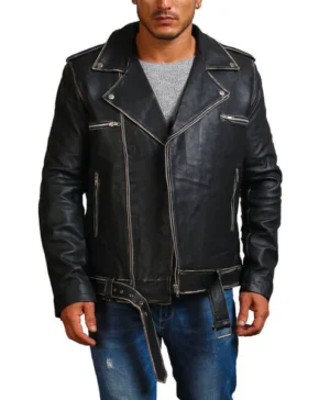 Distressed Black Motorcycle Jacket