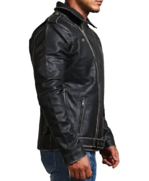 Distressed Black Motorcycle Jacket